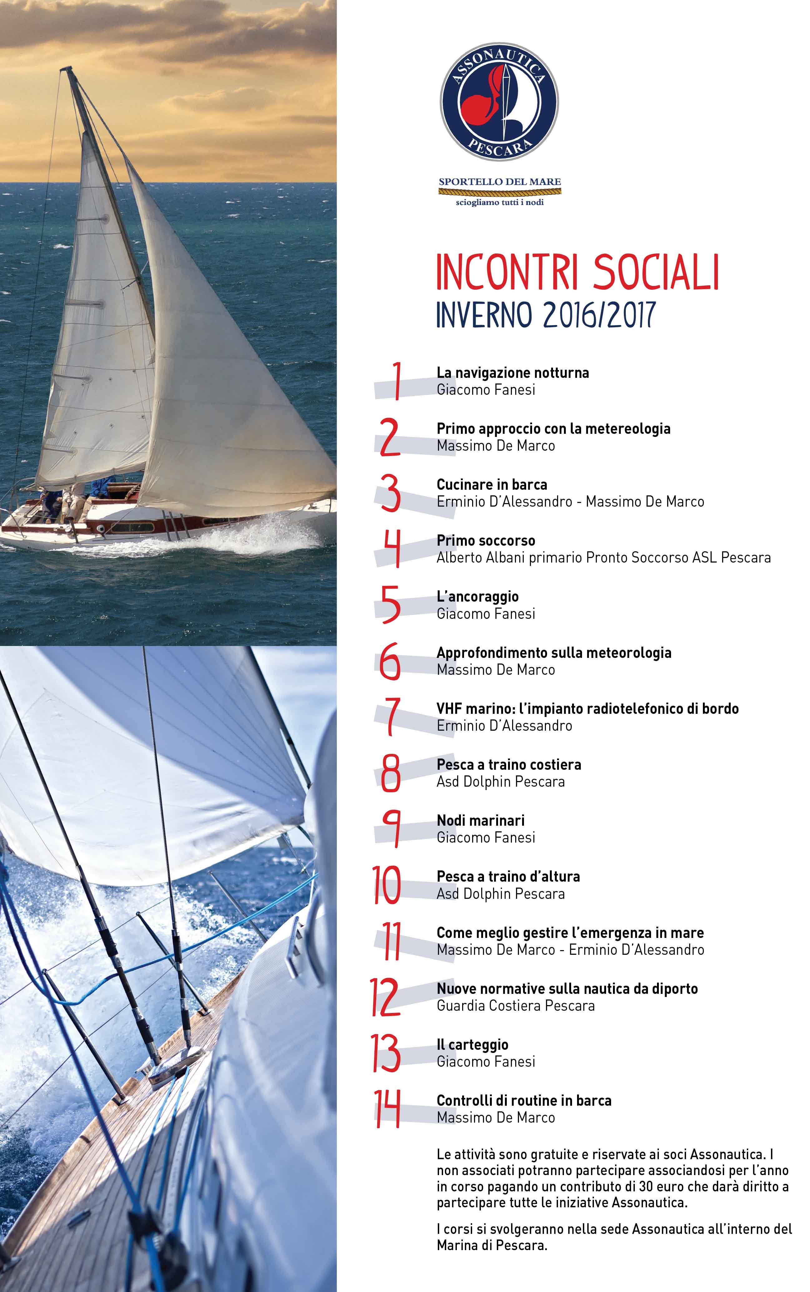 Assonautica Pescara -Sportello del mare: incontri sociali 2016/7
